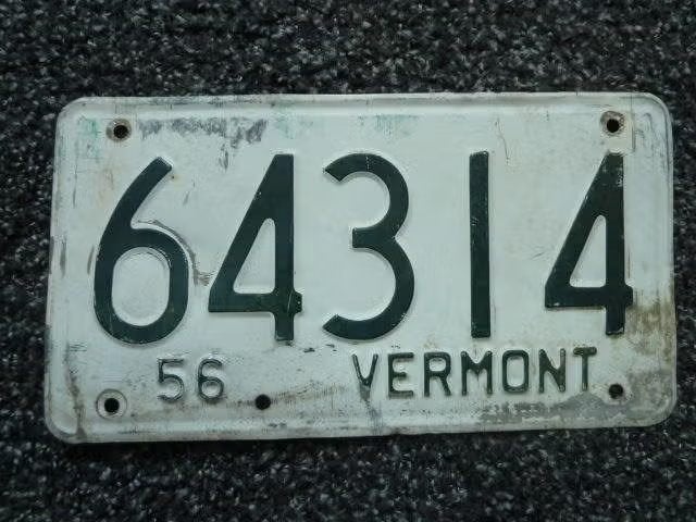 Kentekenplaat licenseplate Vermont 1956 USA, Verzenden, Gebruikt, Auto's