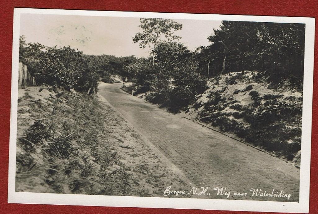 Bergen - Weg naar Waterleiding - 1949 (pst.st. Bergen), Ophalen of Verzenden, 1940 tot 1960, Gelopen, Noord-Holland