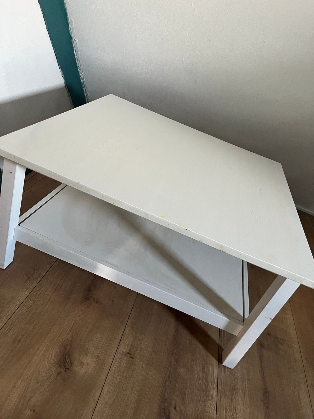 Witte salontafel met opbergruimte, Ophalen, Minder dan 50 cm, Gebruikt, Vierkant