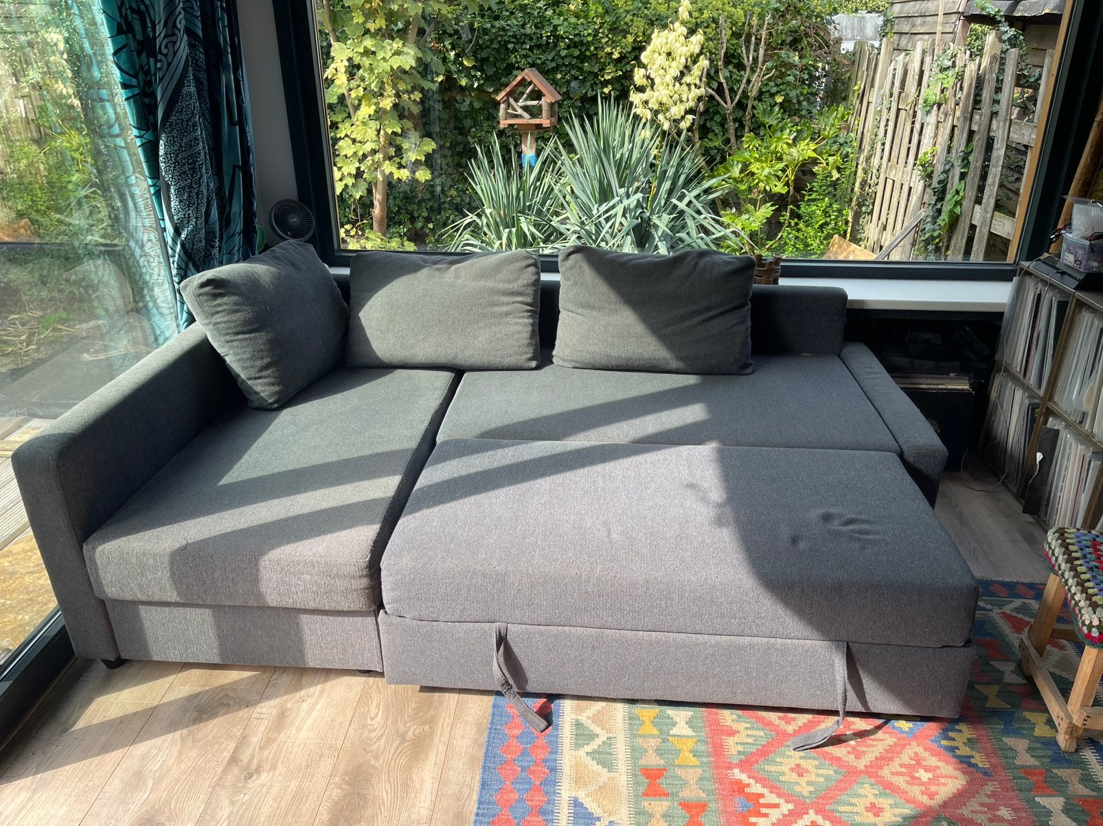 Slaapbank/hoekbank van Ikea, Ophalen, 125 tot 150 cm, Hoekbank, Tweepersoons