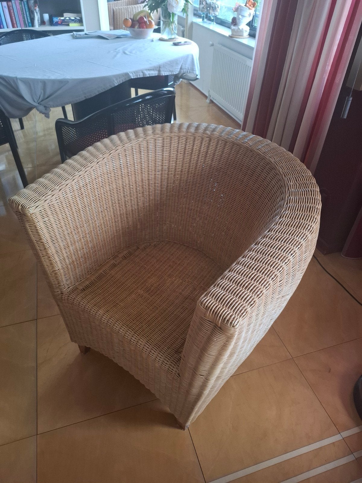 Twee Vintage designer rieten fauteiul stoelen. Goede staat, Antiek en Kunst, Ophalen