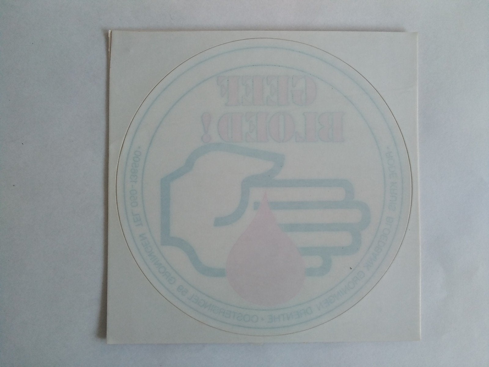 Raamsticker Rode Kruis Bloedbank Geef bloed!, Verzenden, Zo goed als nieuw