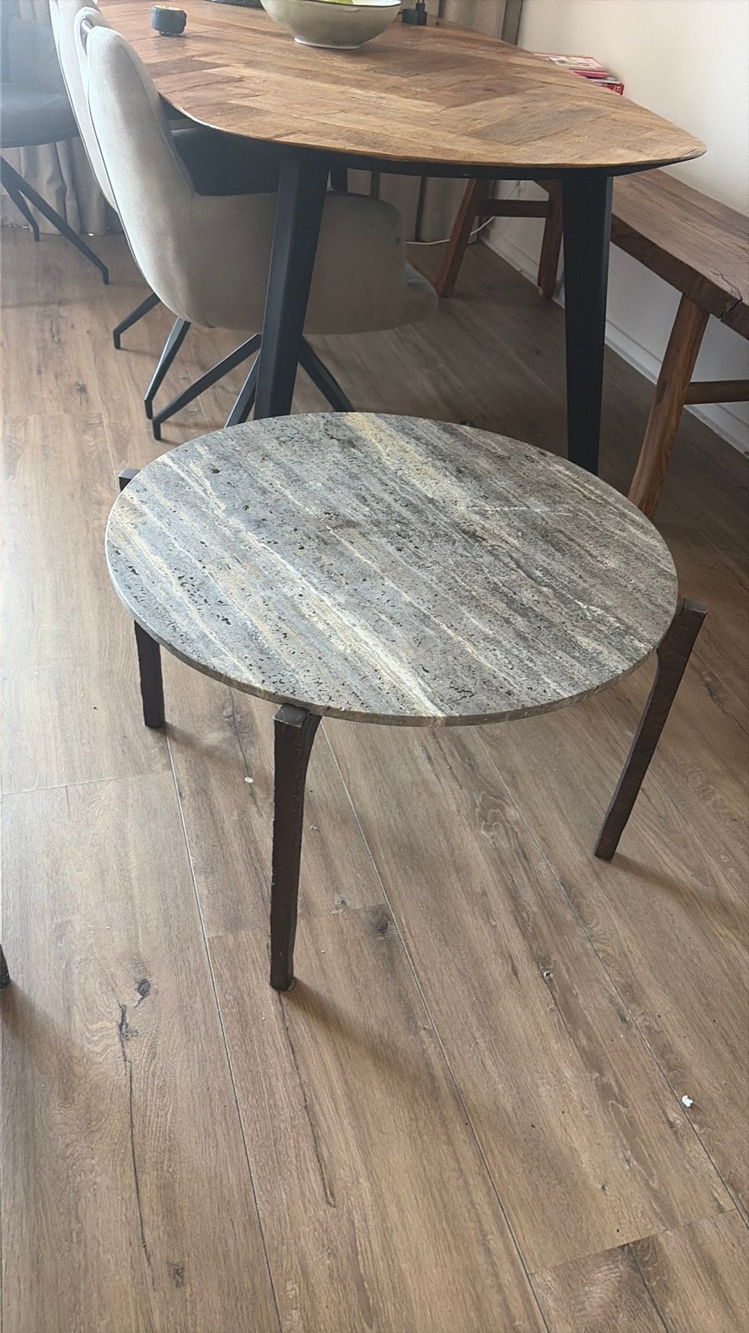 Salontafel / bijzettafel natuursteen, Huis en Inrichting, Tafels | Bijzettafels, Minder dan 55 cm, Gebruikt, Vierkant, Ophalen