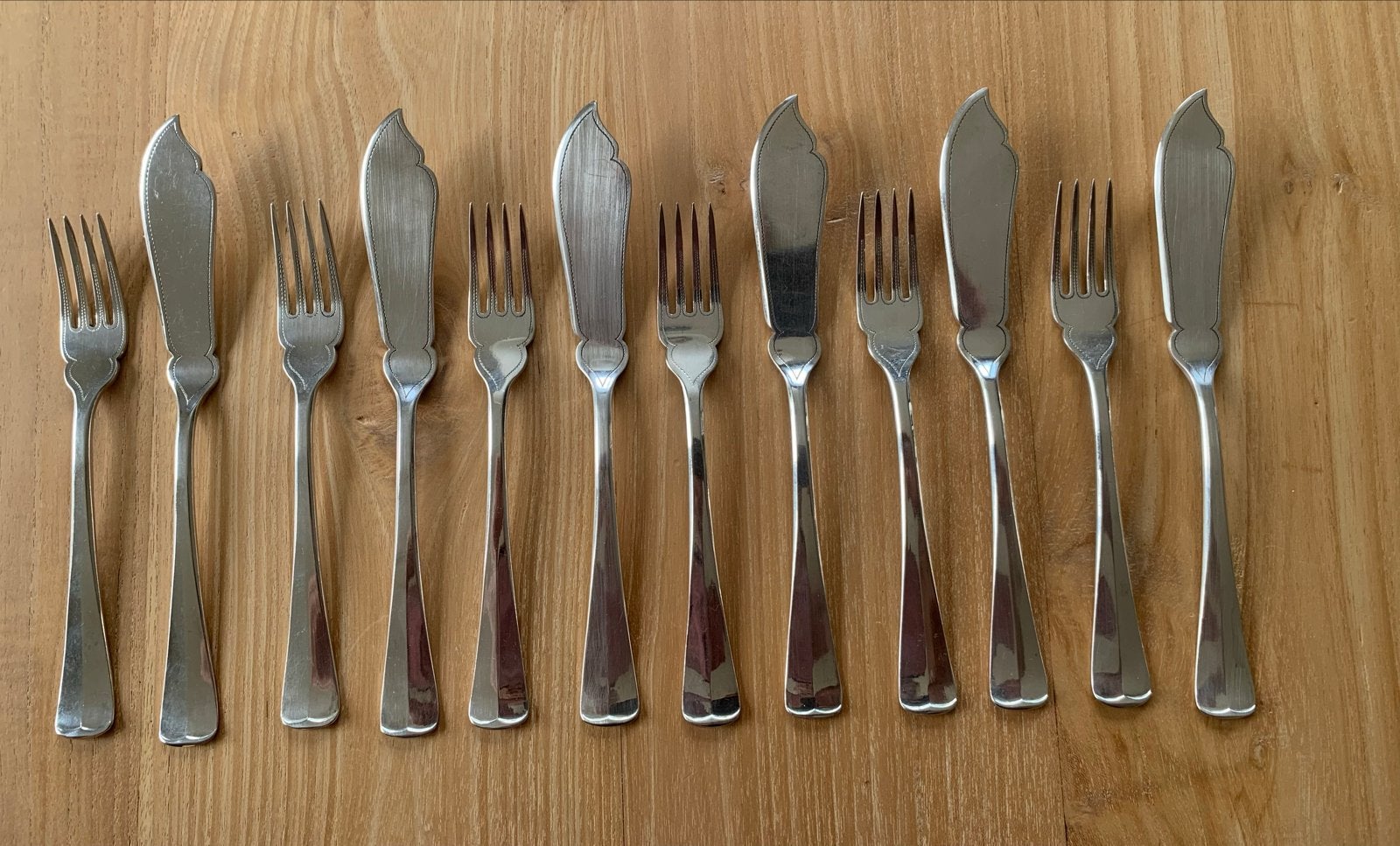 6-delig viscouvert, verzilverd, Antiek en Kunst, Ophalen of Verzenden