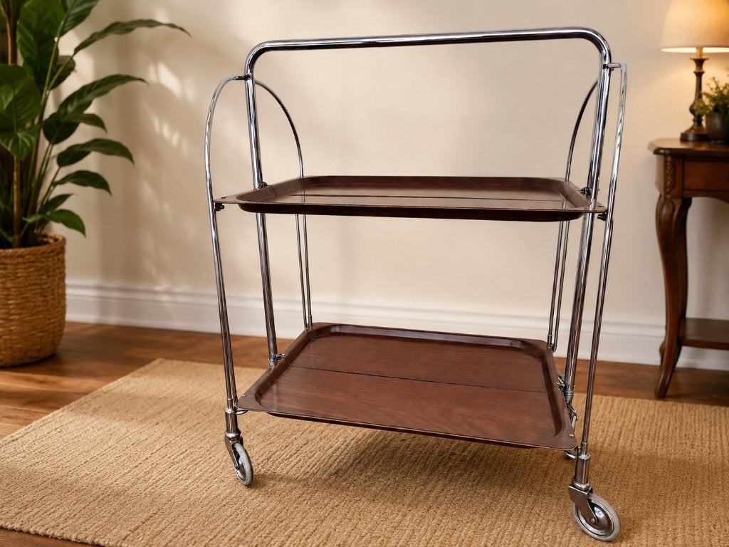 Dinett Bremshey serveerwagen, tea trolly, gemerkt, vintage, Vintage, Meerkleurig, Overige materialen, Ophalen of Verzenden