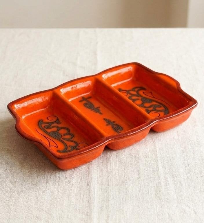 Vintage Flora Gouda Keramiek Schaal - Oranje, Ophalen of Verzenden