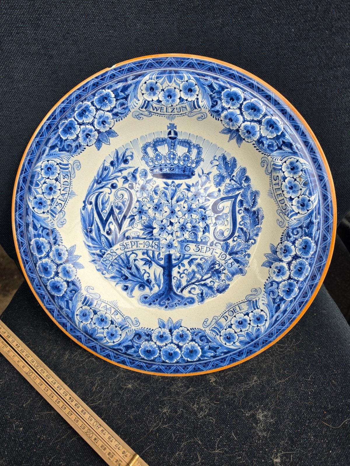 Delfts Blauw Herdenkingsbord Huwelijk Juliana en Bernhard, Ophalen of Verzenden