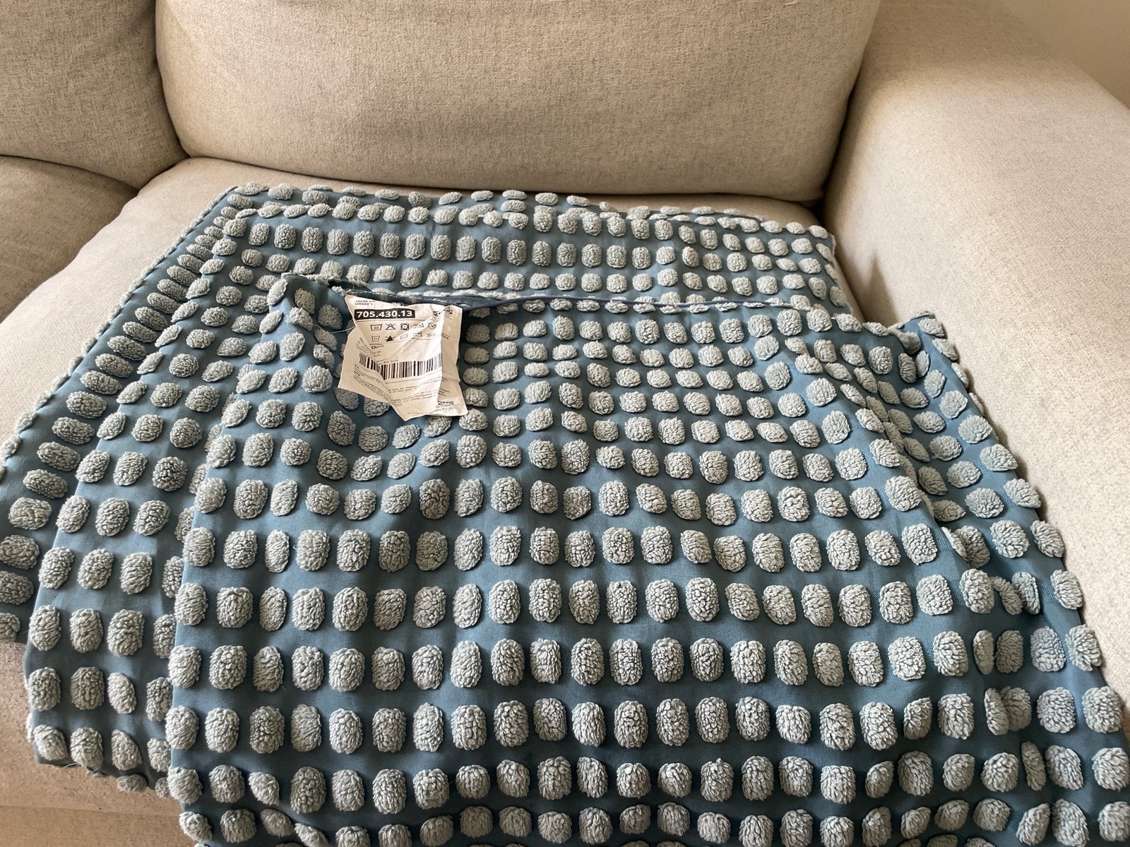 IKEA SVARTPOPPEL Kussenhoes 50x50 cm - Blauw/Grijs, IKEA, Ophalen of Verzenden, Zo goed als nieuw, Wasbaar
