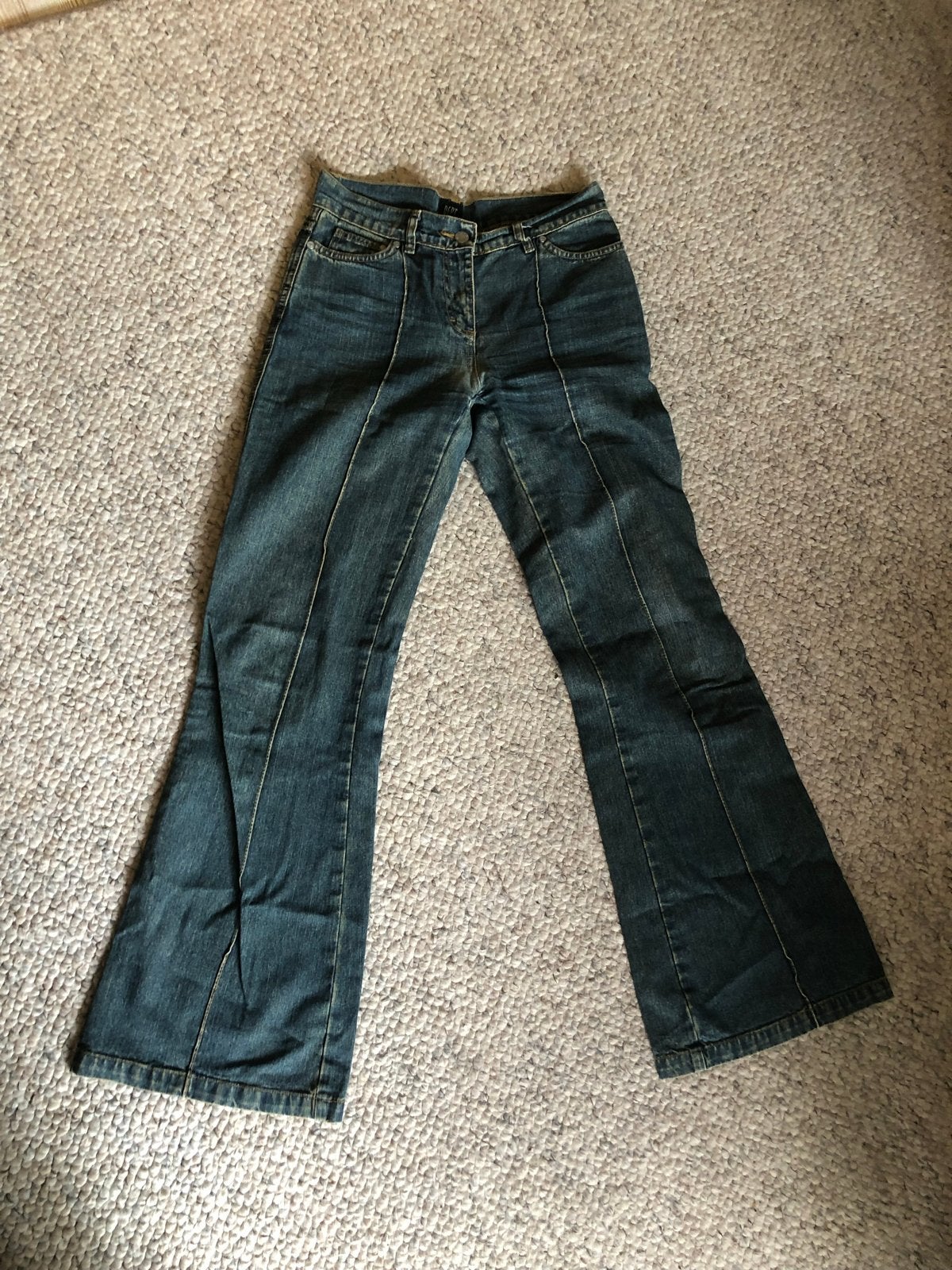 Vintage Dept flared jeans maat S, Ophalen of Verzenden, Gedragen, Blauw, W27 (confectie 34) of kleiner