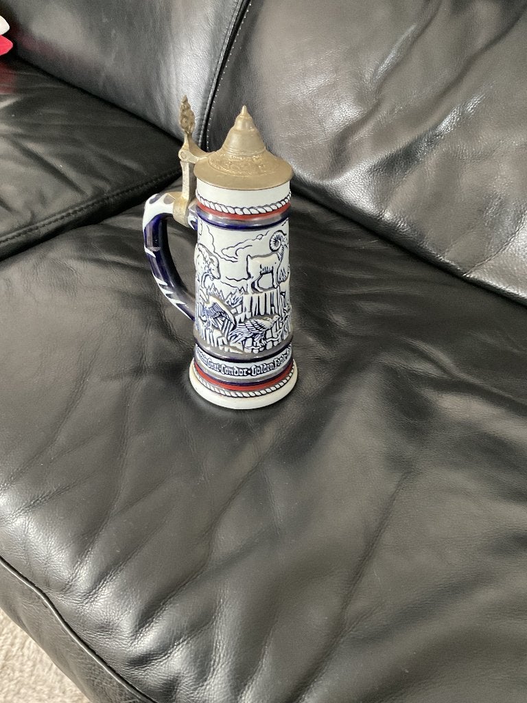 Vintage 1976 Avon-bierpul met tinnen deksel, Antiek en Kunst, Ophalen of Verzenden