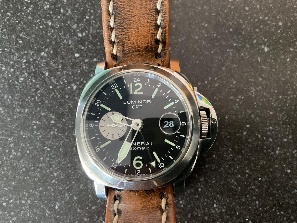Panerai Luminor GMT PAM00088 – 44mm – Full Set – prachtig!, Leer, Staal, Polshorloge, Zo goed als nieuw