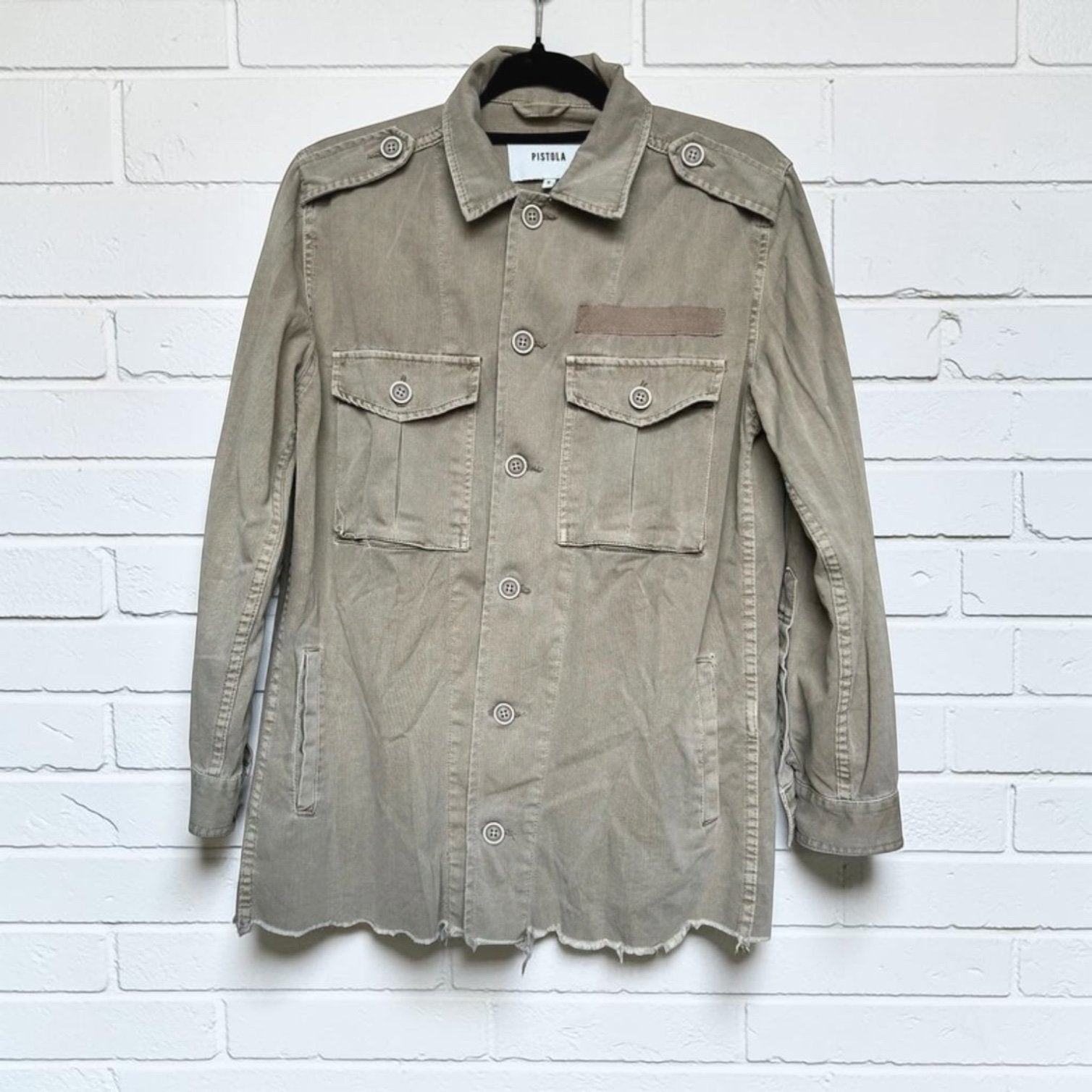 Pistola Shacket S Khaki Overhemd Cargo Franjes Distressed, P, Verzenden, P, P