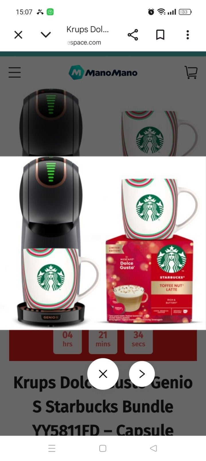 Krups Dolce Gusto Genio S Starbucks Bundle YY5811FD, Ophalen, Overige typen, Koffiemachine, Zo goed als nieuw