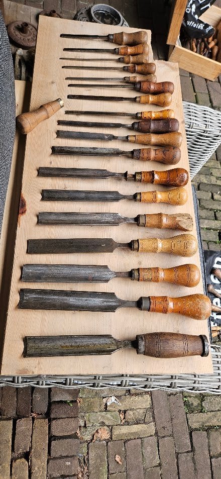 Nooitgedagt Bolkop gutsen en beitels meubelmaker, Antiek en Kunst, Antiek | Gereedschap en Instrumenten, Ophalen of Verzenden