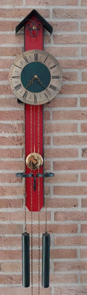 Vintage wandklok (jaren zeventig), Ophalen, Analoog, Met gewichten, Retro