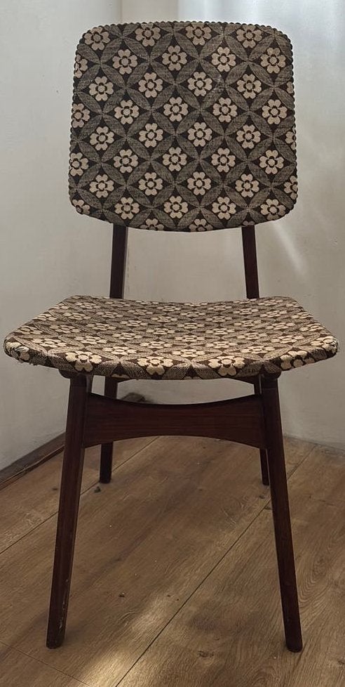 Vintage stoel met bloemenprint, mogelijk Louis van Teeffelen, Ophalen of Verzenden