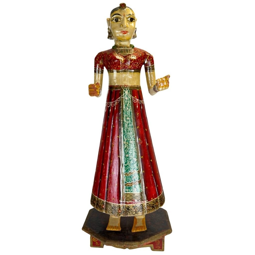 Houten beeld – Rajasthani bruid – 74 cm, Antiek en Kunst, India, Ophalen of Verzenden, Houtsnijwerk, Hout
