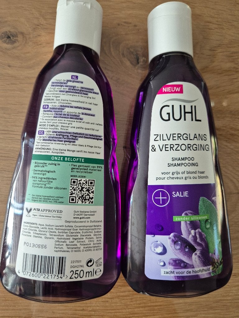 Te Koop 2 nieuwe flessen GUHL shampoo Zilverglans/verzorging, Ophalen of Verzenden, Nieuw, Shampoo of Conditioner