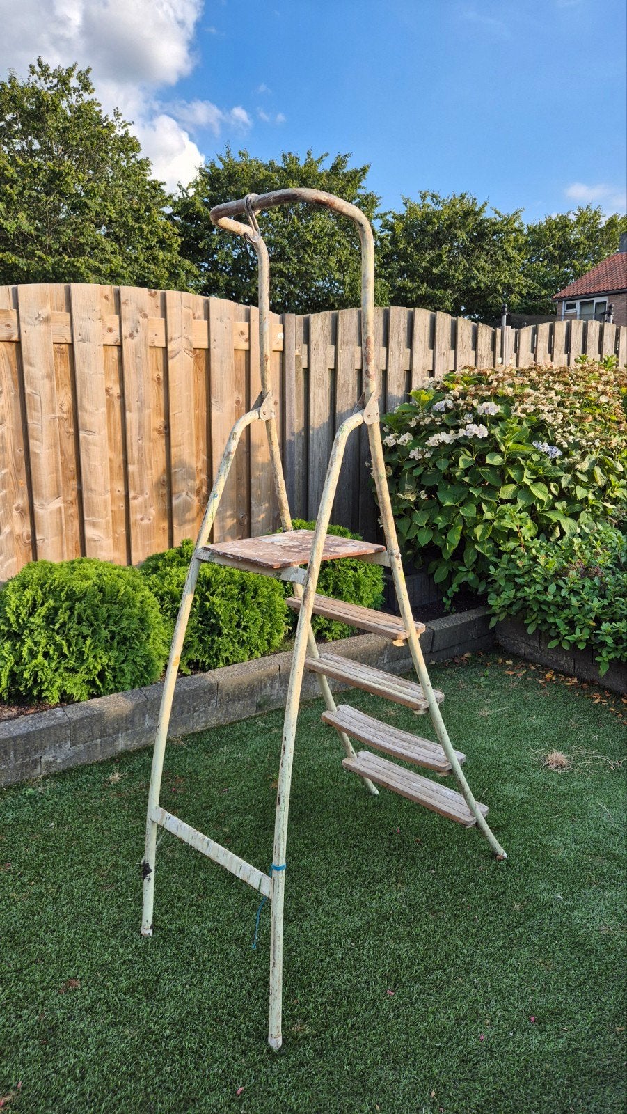 Vintage werk/schilders  trap met platform, 173 cm hoog, Ophalen, Gebruikt, Trap, Minder dan 2 meter