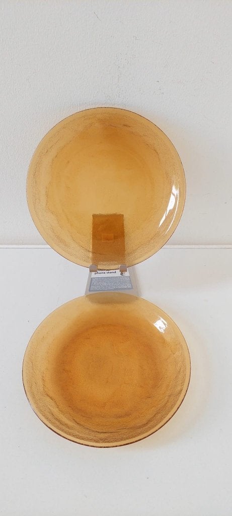 2 Arcoroc Sierra glazen borden • Vintage 60s/70s • Amber, Huis en Inrichting, Eu, Overige merken, Eu, Ophalen of Verzenden