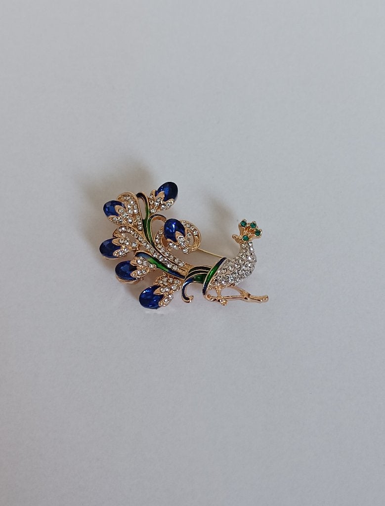 Pauw broche, Overige materialen, 4 tot 7 cm, Overige kleuren, Nieuw