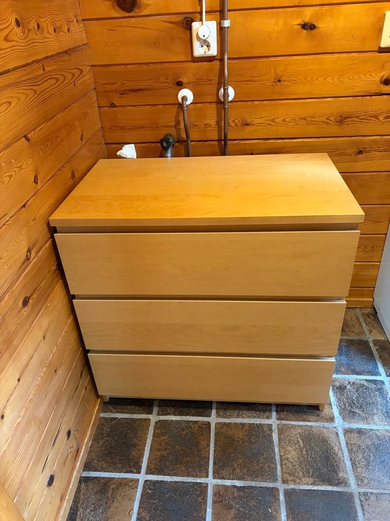 3 lade kast beuk H77xD48xB 80, Ophalen, 50 tot 100 cm, Zo goed als nieuw, 3 of 4 laden