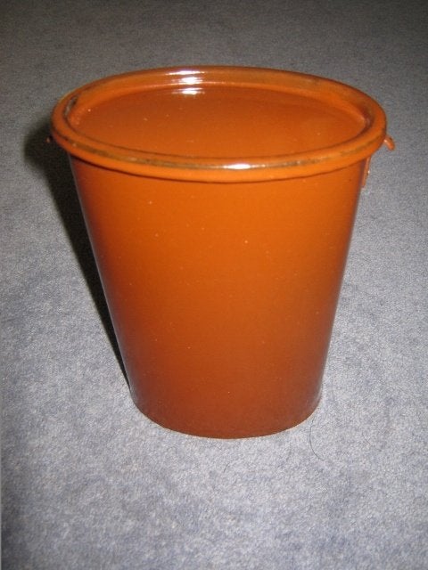bruin ovalen voorraadbus H17cm, Ophalen