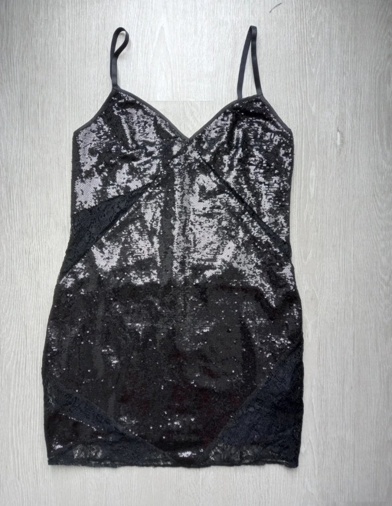 New Marciano by Guess cocktail sequin dress size S, Ophalen of Verzenden, Nieuw, Zwart, Boven de knie