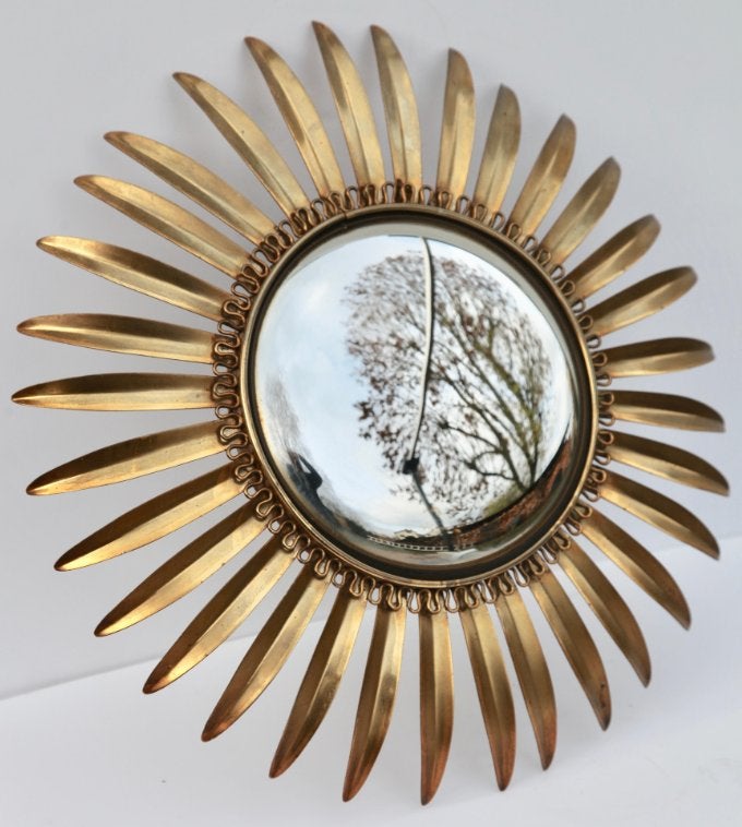 Deknudt Sunburst spiegel 1950, Ophalen of Verzenden, Rond, 50 tot 100 cm, Minder dan 100 cm