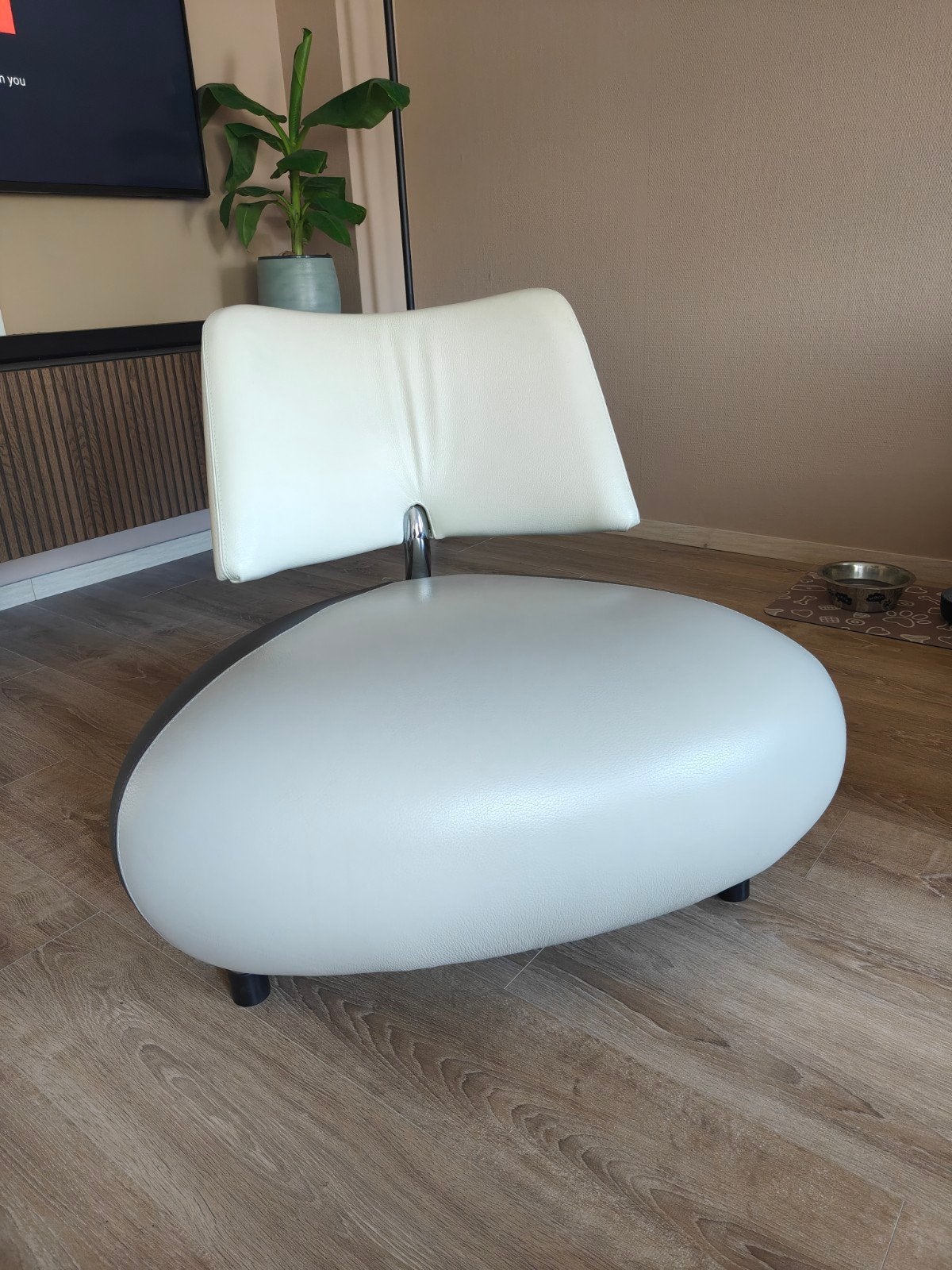 Leolux Pallone fauteuil antraciet/wit, Ophalen, Overige kleuren, Design, Modern, Leer