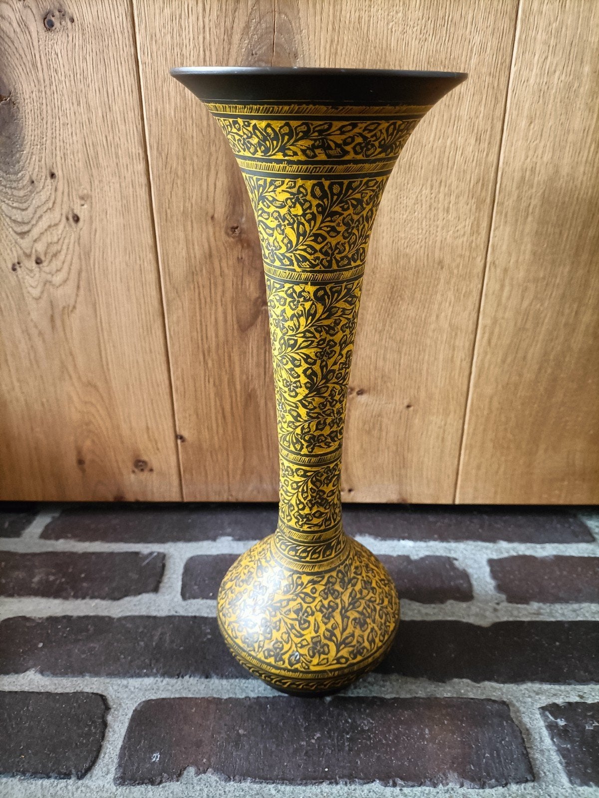 Indiase koperen vintage vaas.  Goud/Geel., Antiek en Kunst, Ophalen