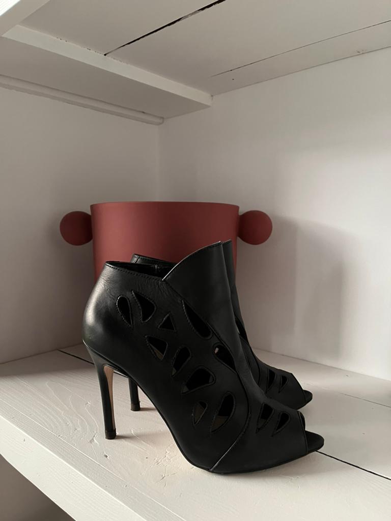 Supertrash zwart leren pump laarsje maat 38, Ophalen of Verzenden, Zo goed als nieuw, Zwart