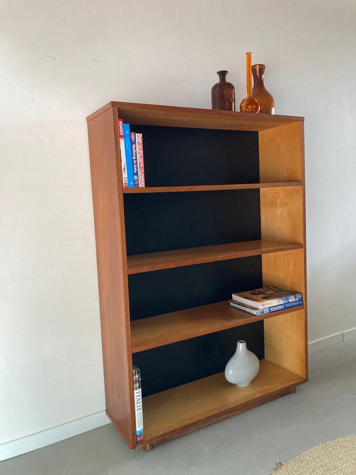 Midcentury vintage teak boekenkastje, Huis en Inrichting, Ophalen, Met plank(en), Gebruikt, 100 tot 150 cm