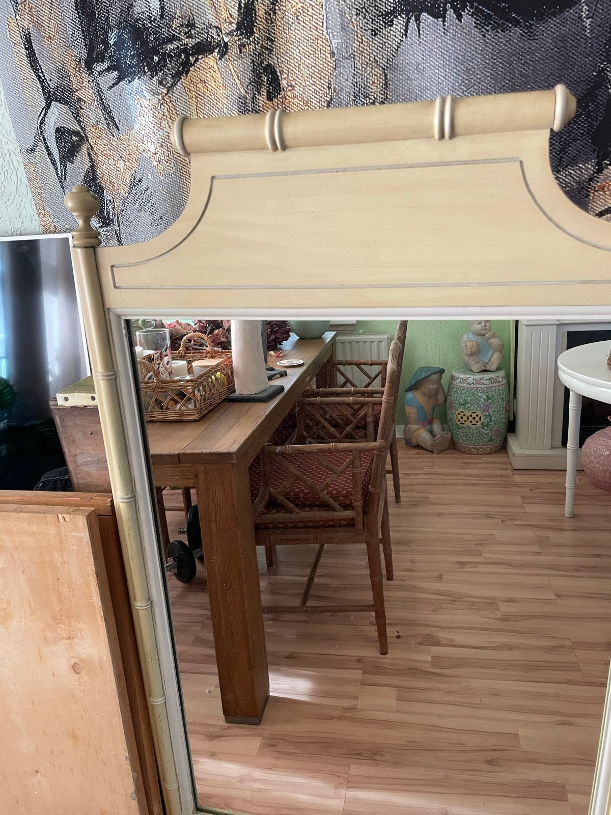Faux bamboo spiegel, Huis en Inrichting, Woonaccessoires | Spiegels, Gebruikt, Ophalen of Verzenden, 150 tot 200 cm, Rechthoekig
