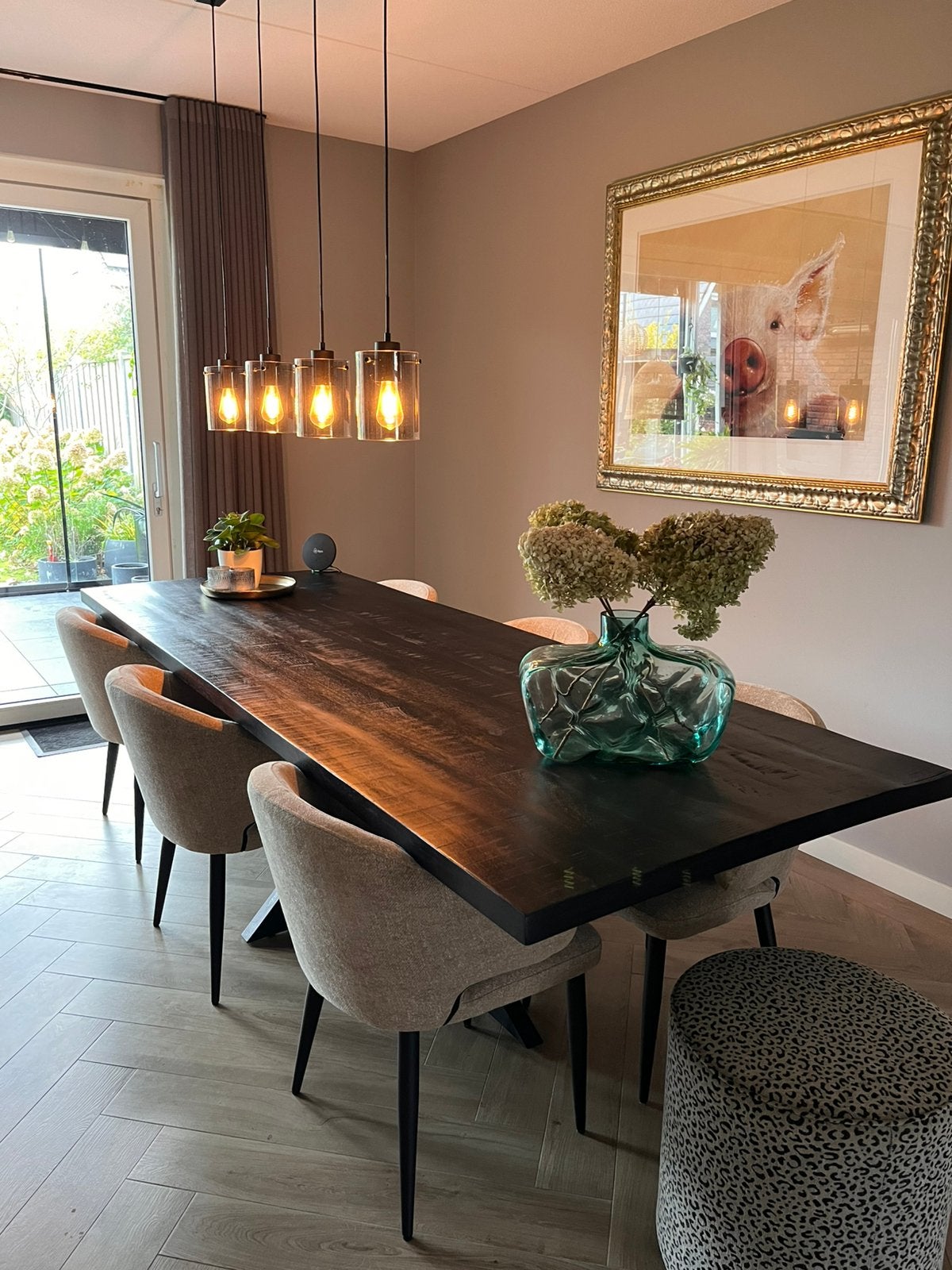 Grote eettafel (2.80 x 1.00 mtr), zwart, spinpoot metaal,, Huis en Inrichting, Ophalen, 200 cm of meer, 50 tot 100 cm, Zo goed als nieuw