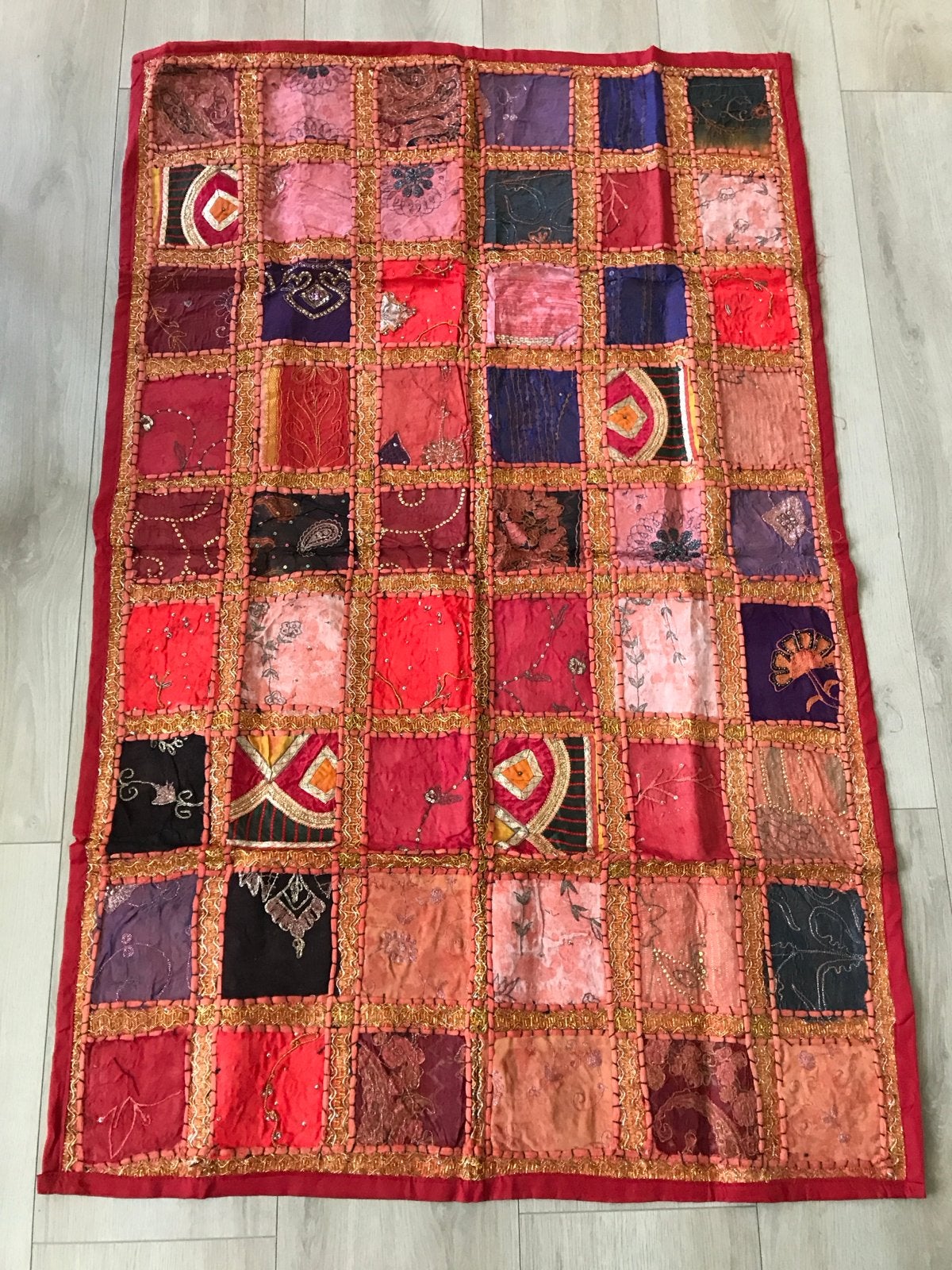Indiase Patchwork wandkleed 90 cm x 142 cm, Ophalen, 100 tot 150 cm, 50 tot 100 cm, Rechthoekig