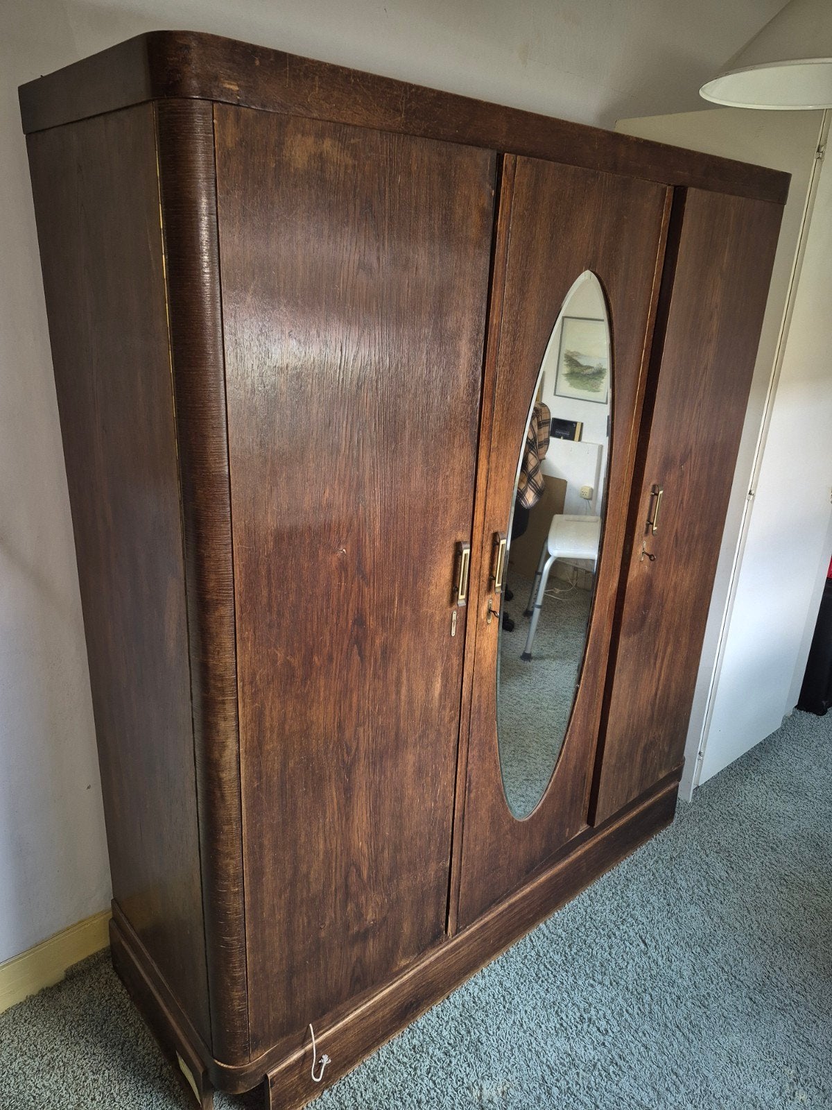 Art Deco Kast - Vintage Kledingkast met Spiegel, Antiek en Kunst, Antiek | Meubels | Kasten, Ophalen