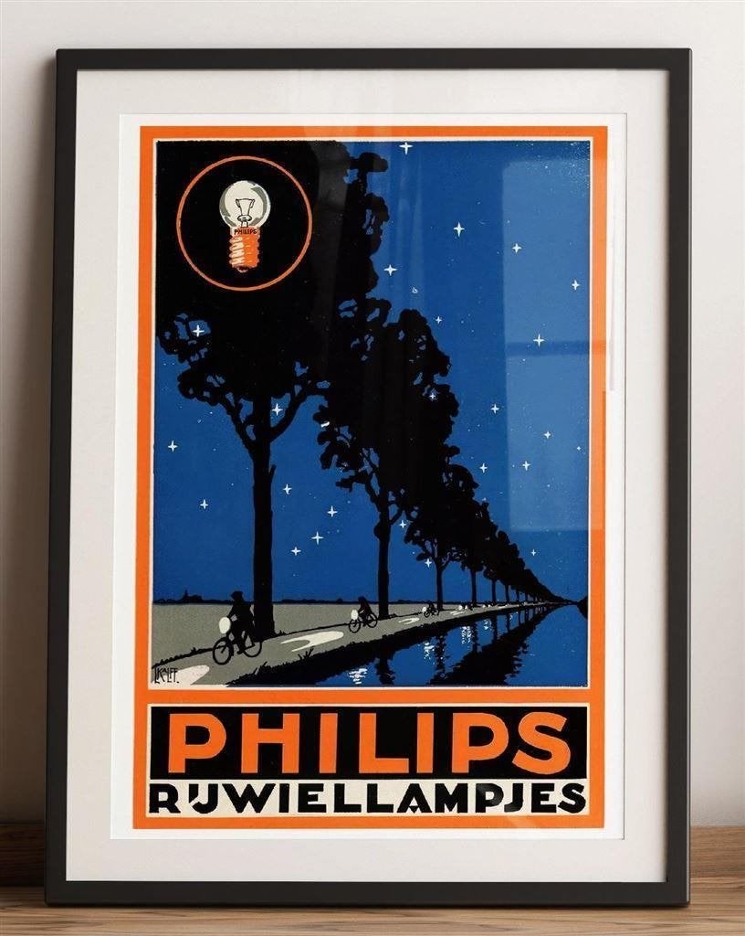 PHILIPS RIJWIELLAMPJES Fiets Affiche Poster 50x70cm, Verzamelen, Verzenden, Nieuw, Overige typen