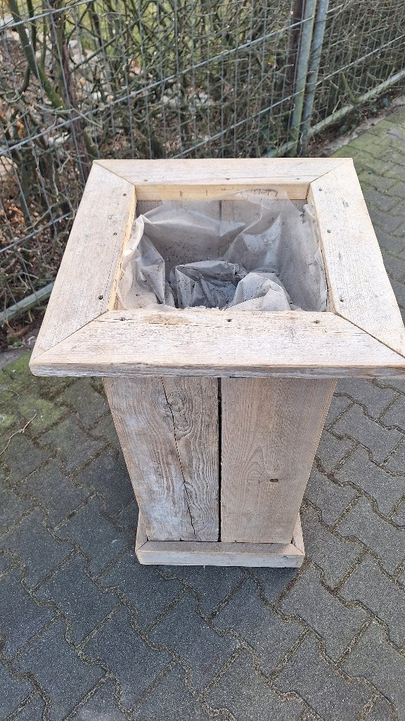 Mooie Steiger houten bloembak planten bak hoog, Tuin en Terras, Bloembakken en Plantenbakken, Ophalen, Gebruikt, ., Rond