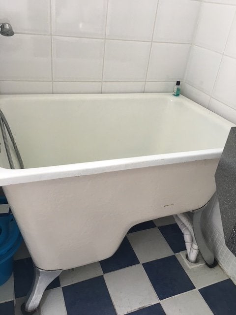 Badkuip, gietijzer op pootjes, Huis en Inrichting, Badkamer | Complete badkamers, Ophalen, Gebruikt, Met bad