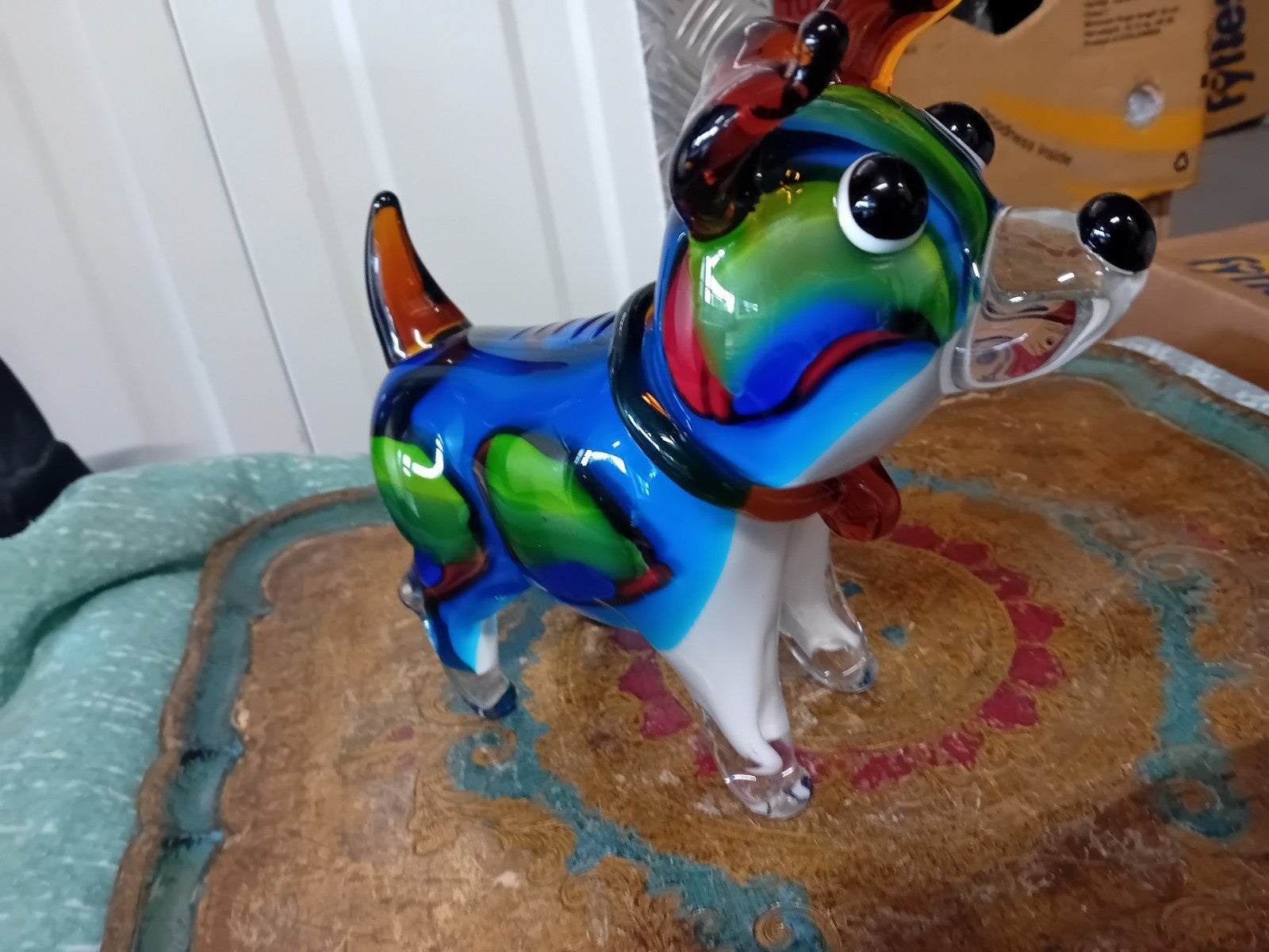 Kleurrijk Murano Glas Hondje - Uniek Decoratiestuk, Antiek en Kunst, Ophalen of Verzenden