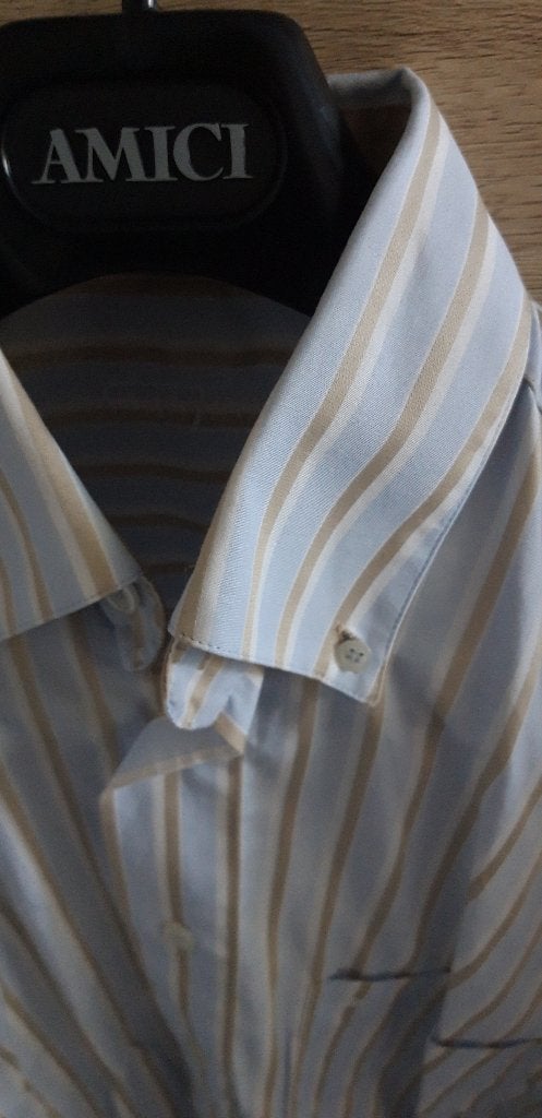 Lichtblauw overhemd met zacht streepje 39 en 68cm, Kleding | Heren, Blauw, Zo goed als nieuw, Van linnen, Halswijdte 39/40 (M)