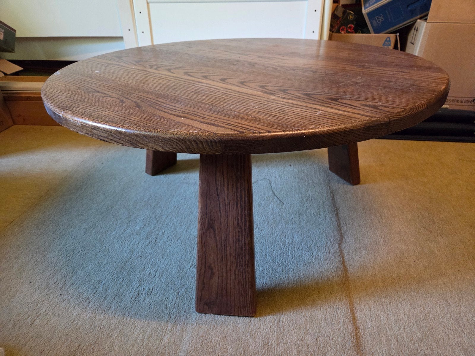 Ronde houten brutalist salontafel - Vintage, Ophalen, Gebruikt, 50 tot 100 cm, 50 tot 100 cm