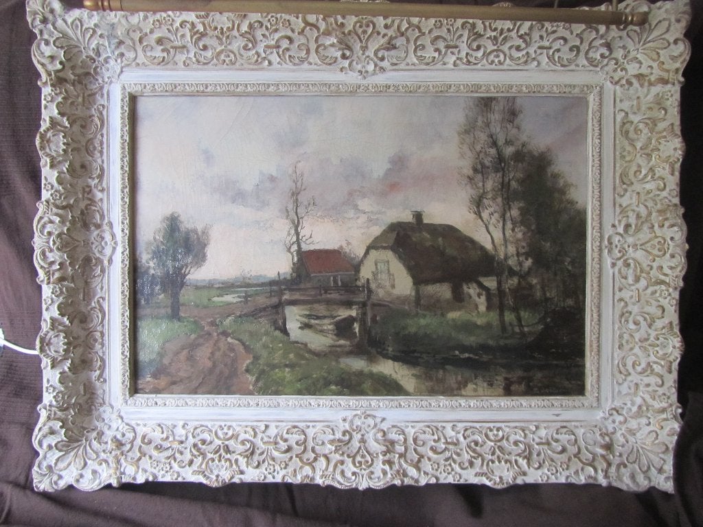 Cornelis de  Bruin  1870 1940, Ophalen, Doek, Landschap, Olieverf