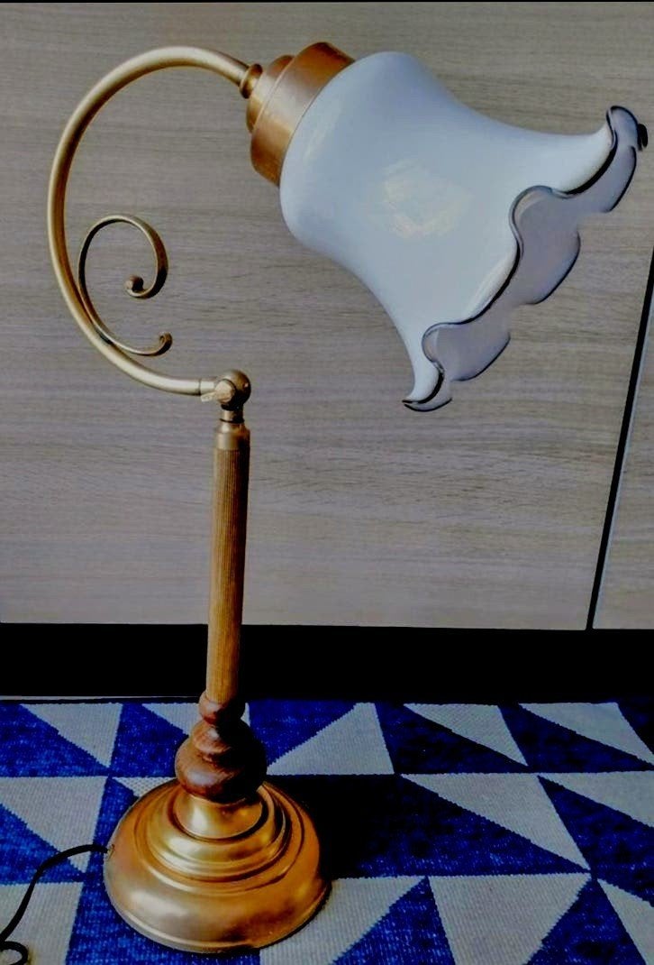 Vintage messing tafellamp, Ophalen of Verzenden