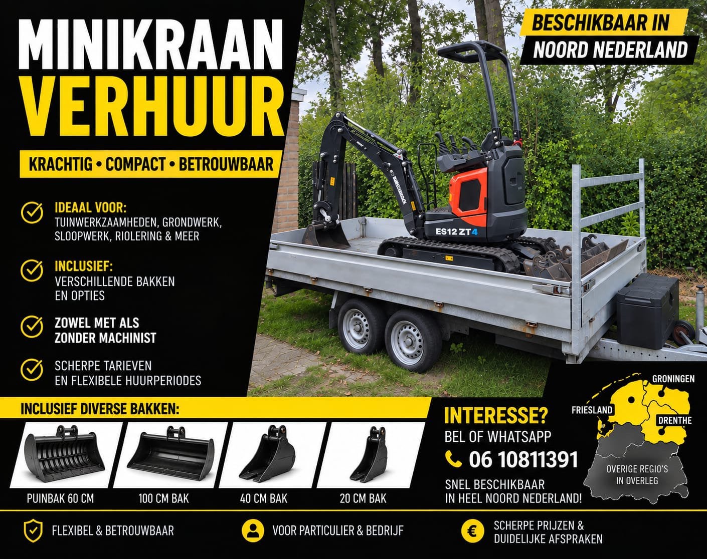Minikraan te huur, Tuin en Terras, Ophalen, Beton, Overige typen