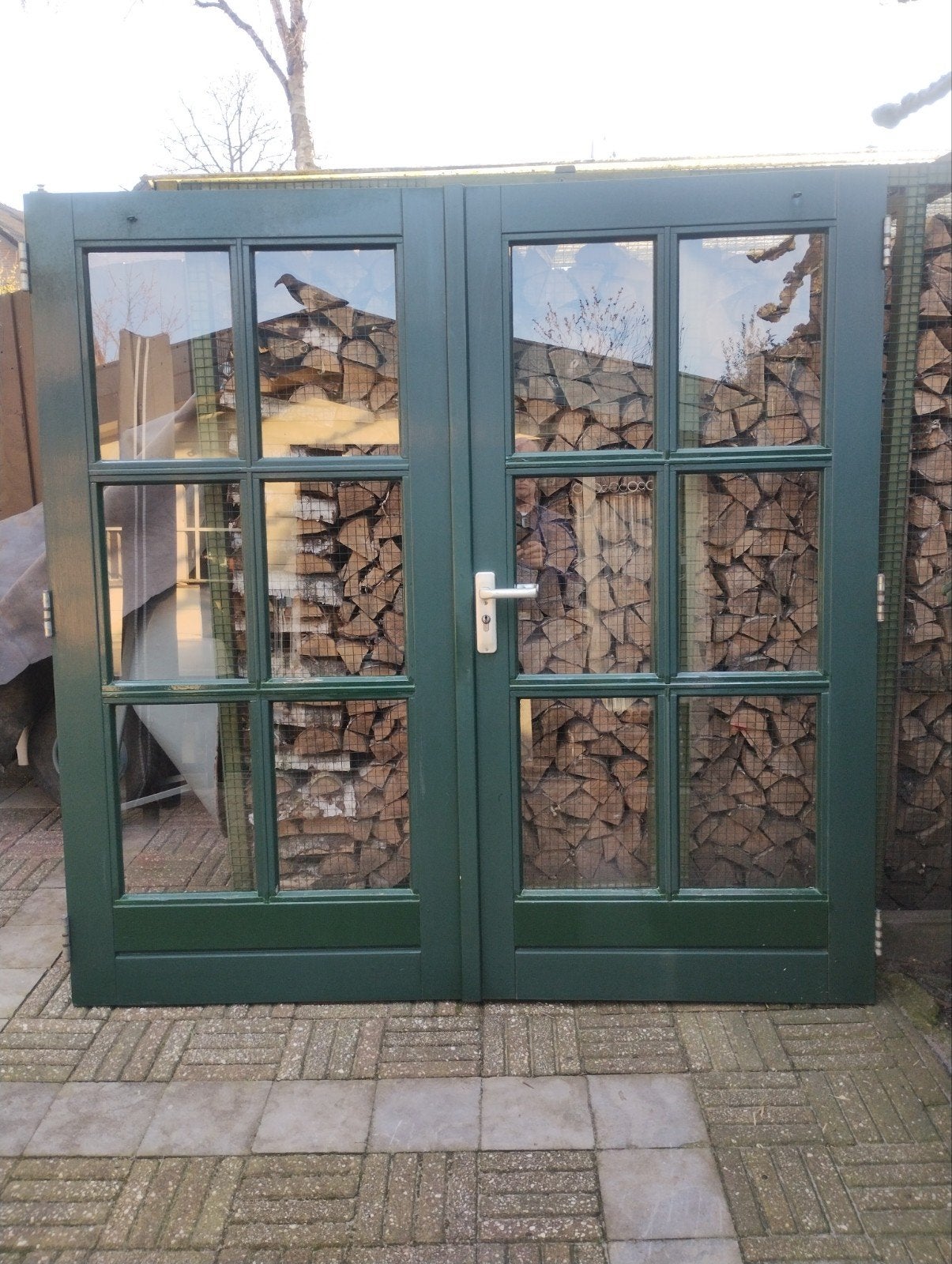 Dubbele deur, Doe-het-zelf en Verbouw, Deuren en Horren, Ophalen, Gebruikt, 120 cm of meer, Buitendeur