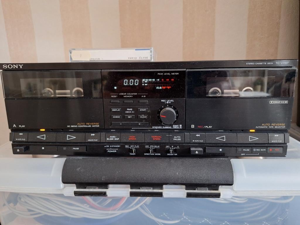 Sony TC - V715T dubbel cassettedeck, Ophalen of Verzenden, Dubbel, Sony, Auto-reverse