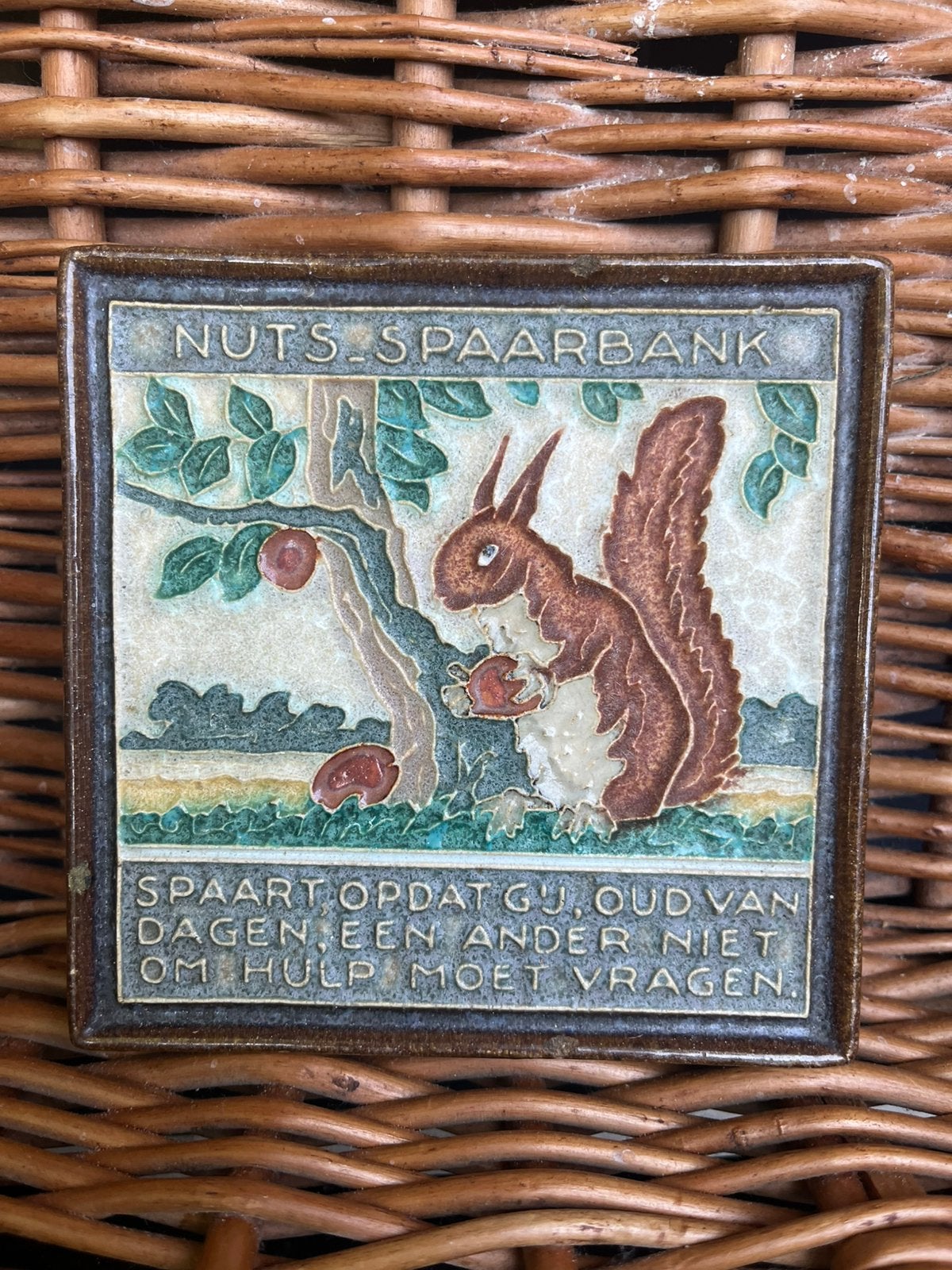 antieke tegel Nuts spaarbank uit 1920, Ophalen of Verzenden