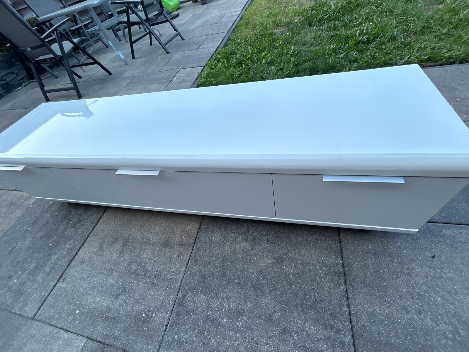 Goossens Hoogglans Wit TV Meubel - 180x45x45 cm, Ophalen, Overige materialen, 150 tot 200 cm, Zo goed als nieuw